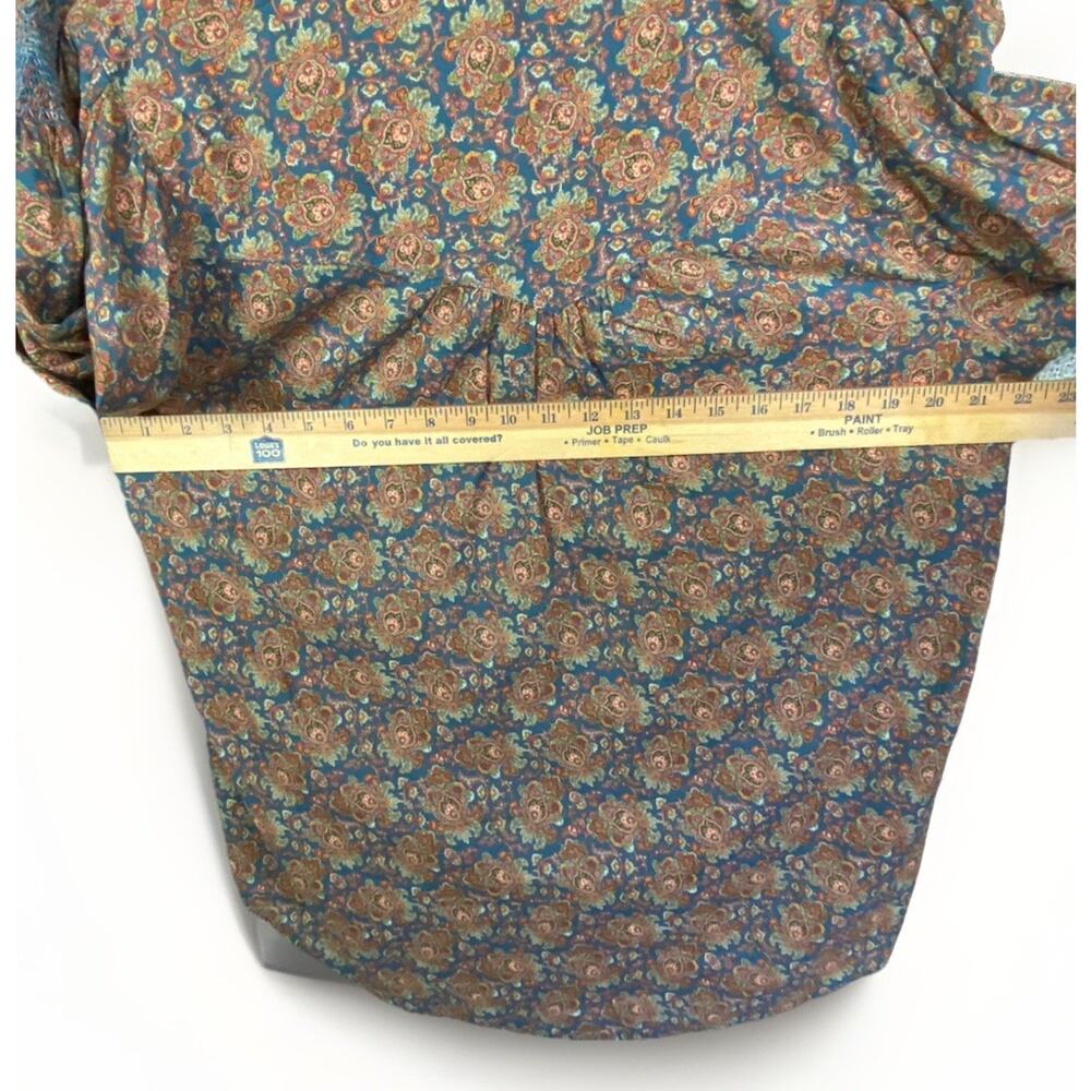 Sundance Ruffled Blouse Women’s V Neck 3/4 Length Sleeves Smocked Cuff Large - Picture 7 of 9